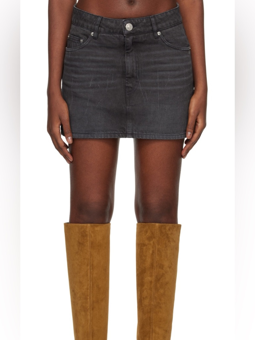 Ami Paris Low-Rise Denim Miniskirt